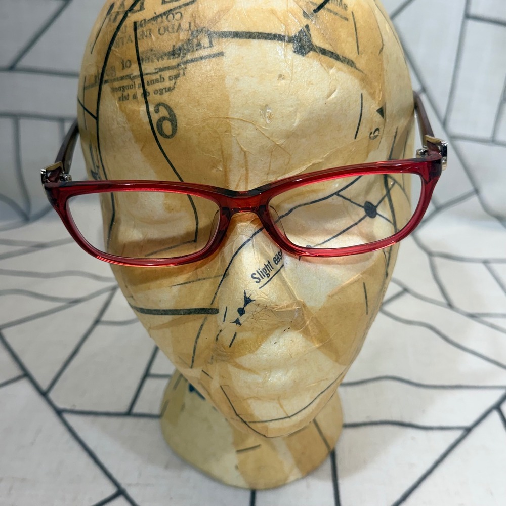 Mimic Eyeglass Frames 54-15-135 Red Burgundy Rectangular N5004 613 Buckle Detail